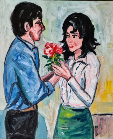 "Siamo romantici" olio su tela-60x50; euro 300