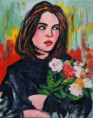 "Ragazza con fiori" olio su tela-50x40; euro 300