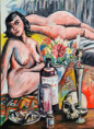 "Oggetti e nudi" olio su tela-75x55; euro 350 